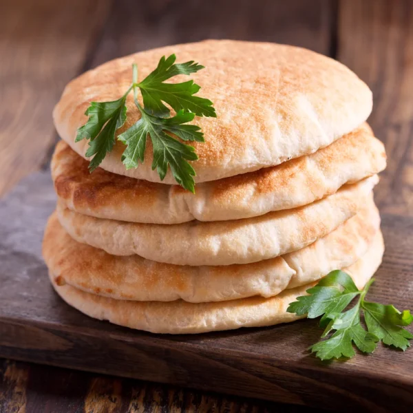 close-up-pita-bread-wooden-board