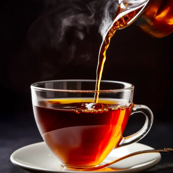 cup-tea-being-poured-into-glass-cup-with-steam-coming-out-it-generative-ai